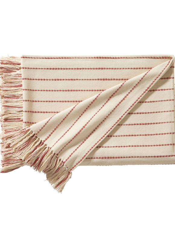 Plaid ou jeté de canapé tissage artisanal (naturel / terracotta)