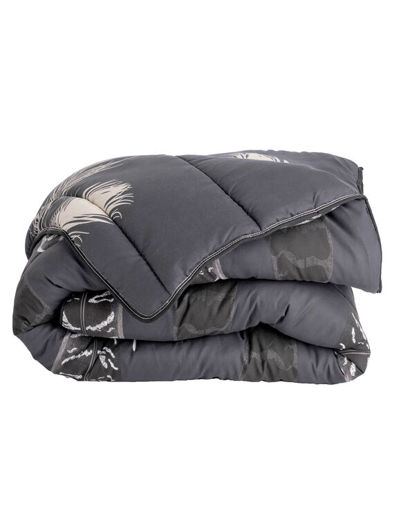 Couette microfibre imprimée Plumes 200g/m2 (noir)