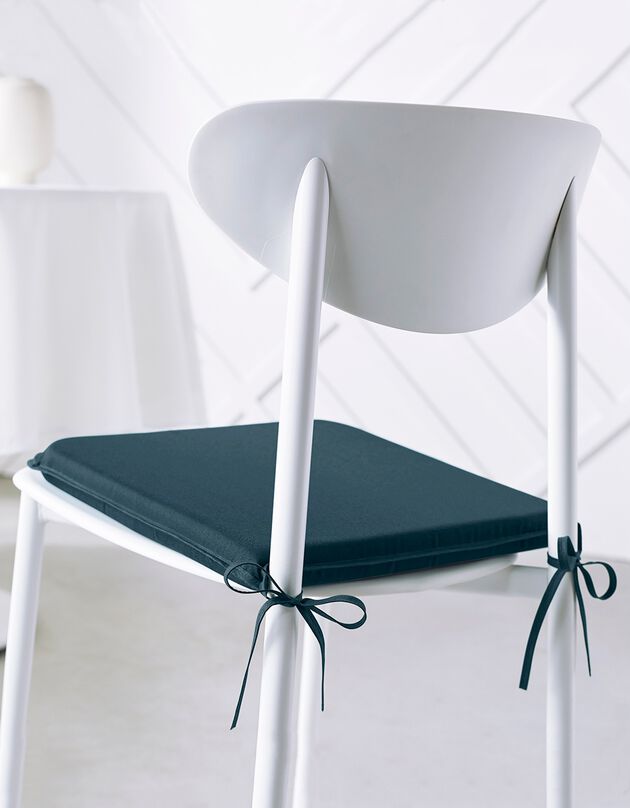 Galette de chaise unie - lot de 2 (bleu paon)