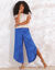 Ruime broek met split (blauw)