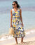 Robe longue imprimée sans manches (bleu / jaune)