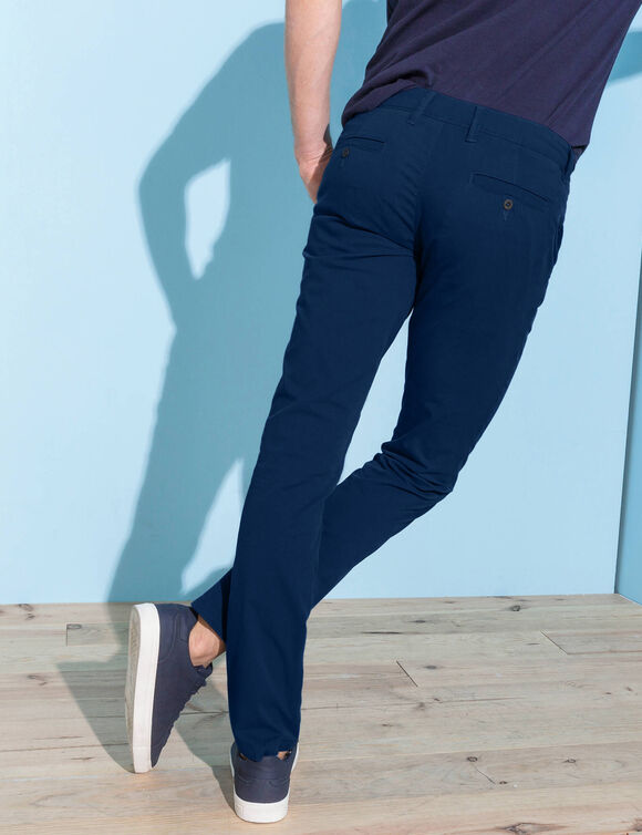 Pantalon chino toile serg&eacute; (marine)