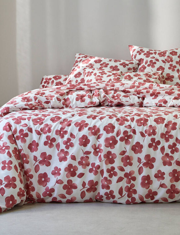Linge de lit Petunia en coton imprimé (bois de rose)
