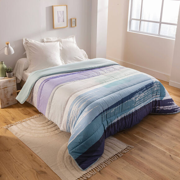 Couette microfibre imprim&eacute;e Pastel 400g/m2 (bleu)