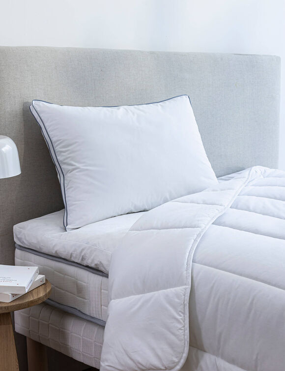 Oreiller percale coton Qualigel moelleux (blanc)