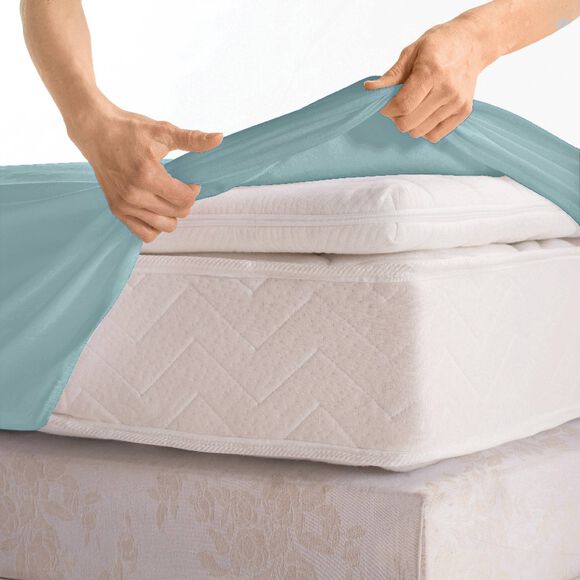 Drap-housse uni jersey bonnet 40 cm (céladon)