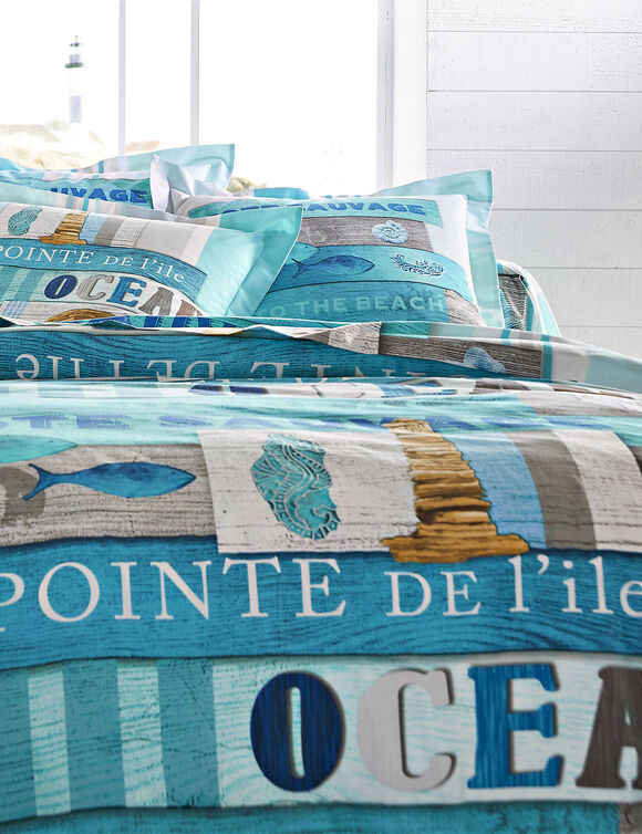 Bedlinnen Océan in katoen (blauw)