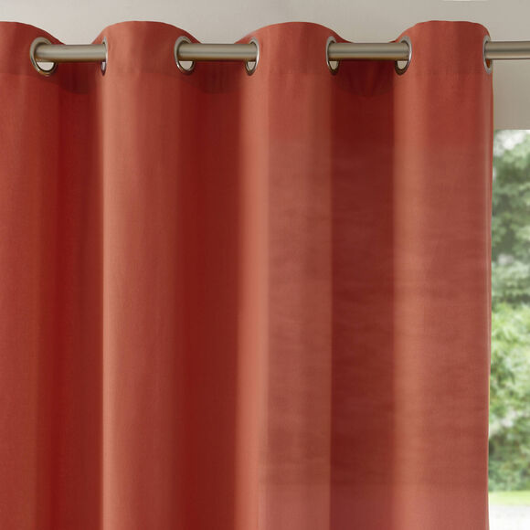Rideau bachette uni tamisant oeillets (terracotta)