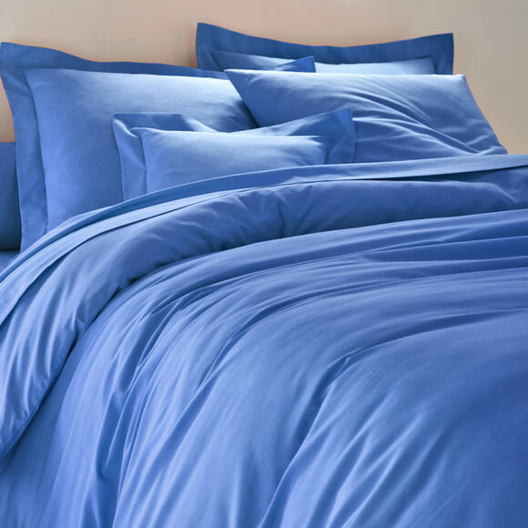 Linge de lit uni polyester-coton Colombine (océan)
