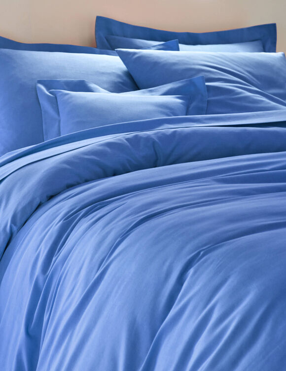 Linge de lit uni polyester-coton Colombine (océan)