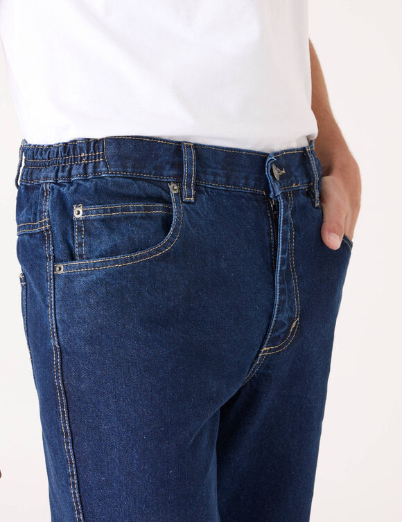 Jean droit ceinture &eacute;lastiqu&eacute;e c&ocirc;t&eacute;s - L32 (brut)