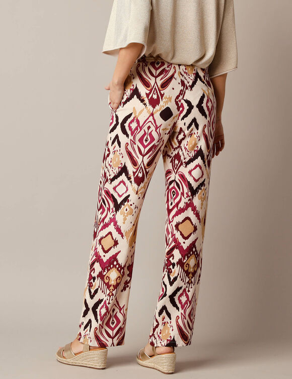 Pantalon fluide large, imprim&eacute; (beige)