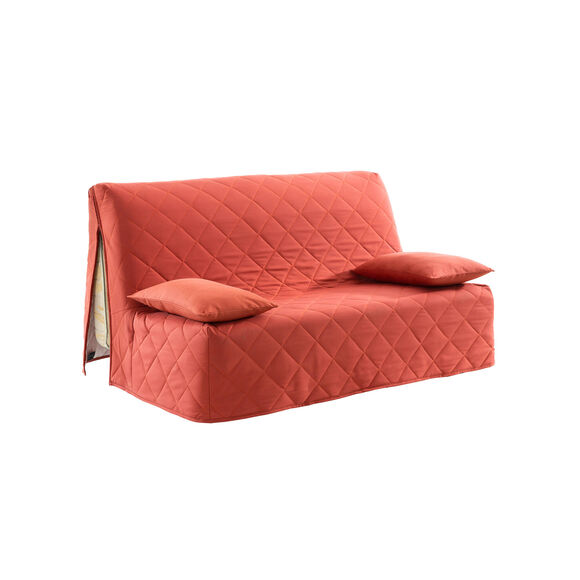 Housse canapé BZ coton bachette uni matelassé (terracotta)