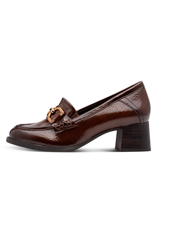 Mocassins met hak, met een brede hak (chocolade)