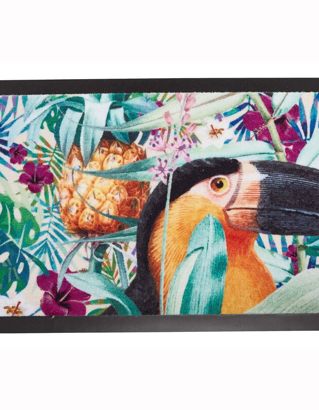 Tapis anti-poussière imprimé toucan, multicolore, hi-res