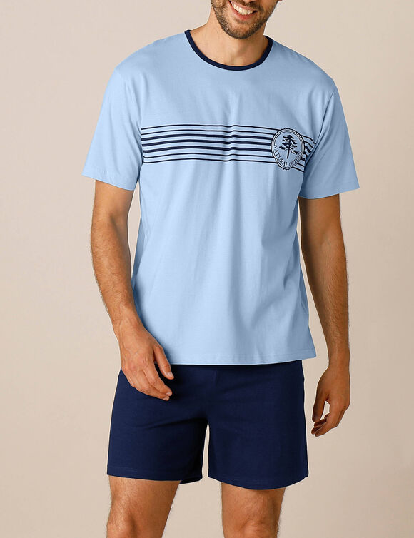 Shortama in katoenjersey met korte mouwen (blauw / marine)