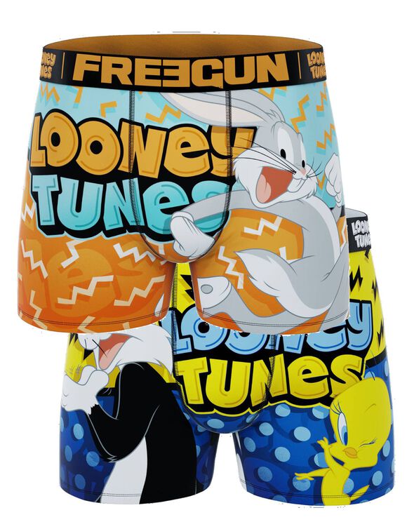 Boxer jersey stretch Looney Tunes Freegun® - lot de 2 (orange + bleu)