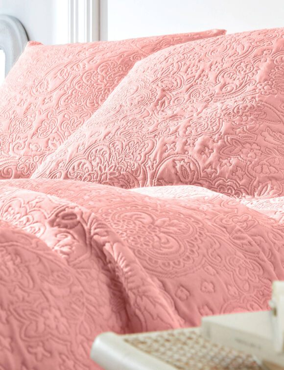 Jet&eacute; de lit uni style boutis M&eacute;lissa (bois de rose)