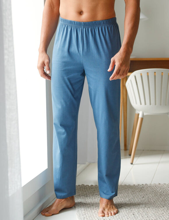 Pantalon pyjama coton uni (grijsblauw)