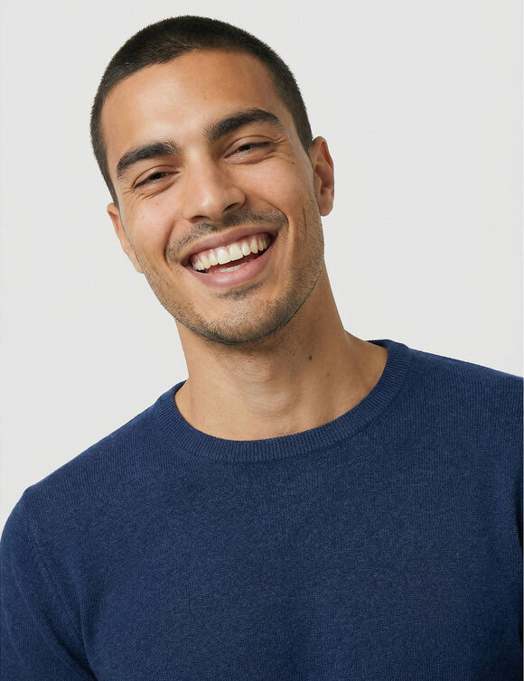 Pull col rond 80% laine (marine)