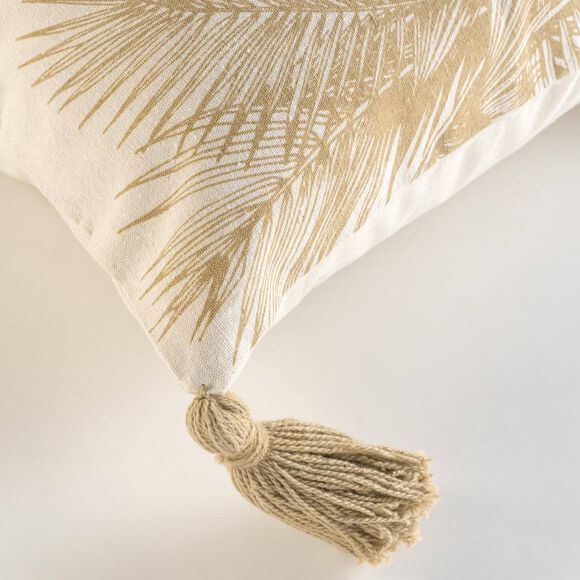 Vierkant kussen met tropische print (naturel)