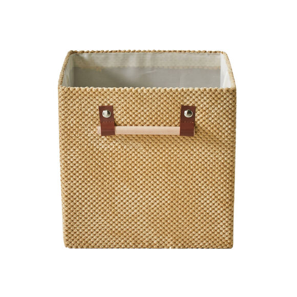 Cube de rangement pliable, velours (beige)