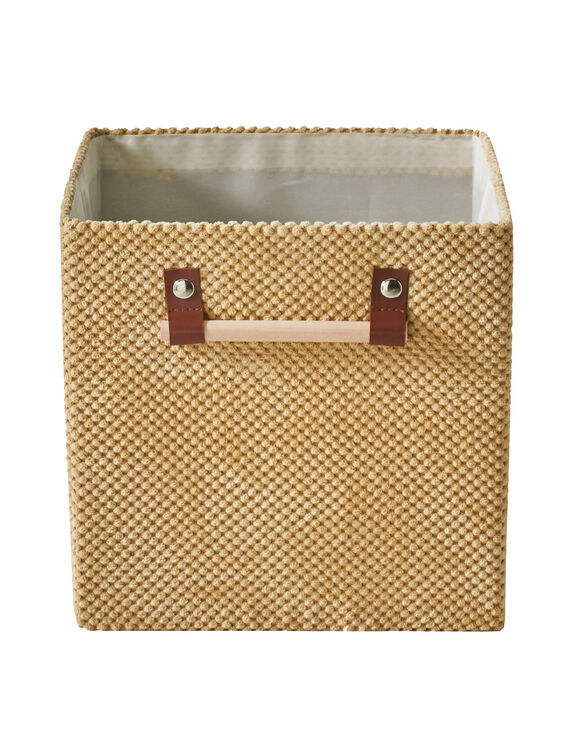 Cube de rangement pliable, velours (beige)