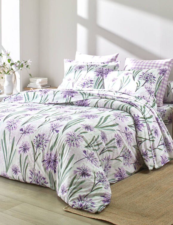 Linge de lit Agapanthe en coton imprimé fleurs (parme)