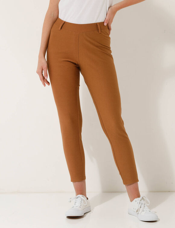 Pantalon maille confort, taille élastiquée (noisette)