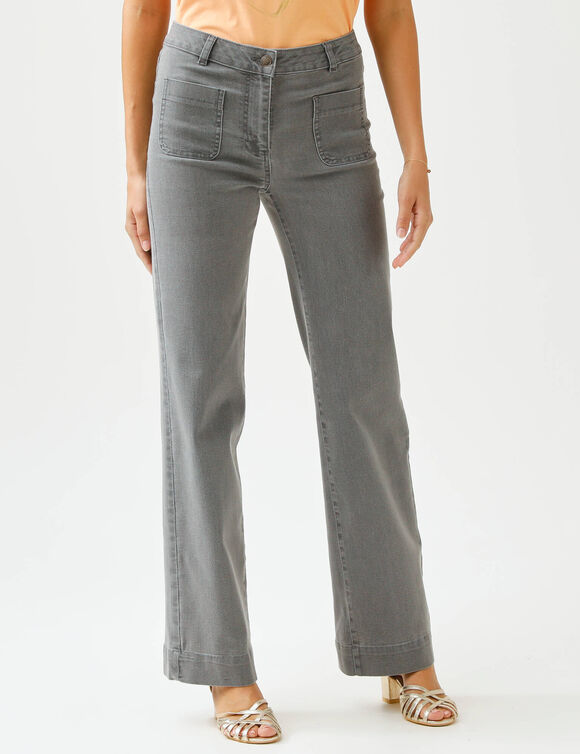 Jean coupe large taille haute, grande stature (gris)