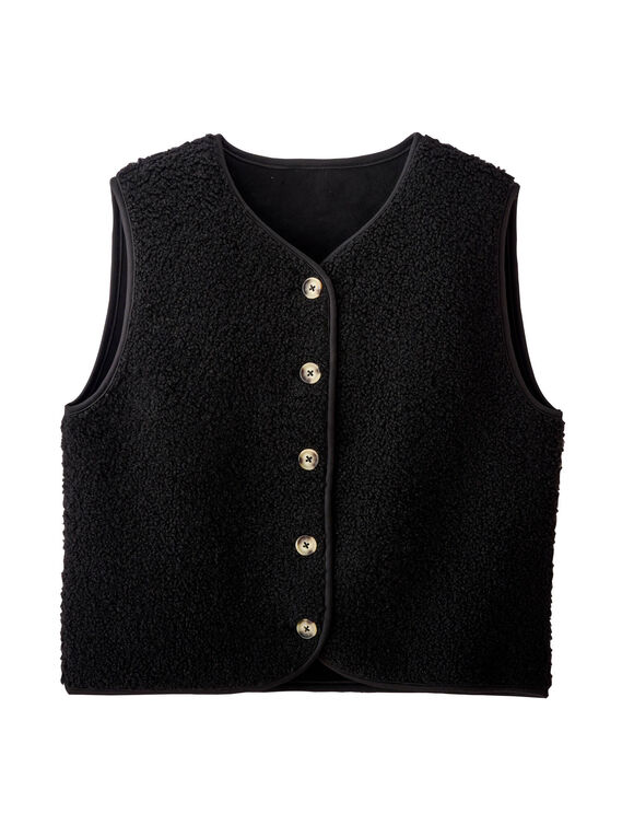 Veste sans manches, maille bouclette (noir)