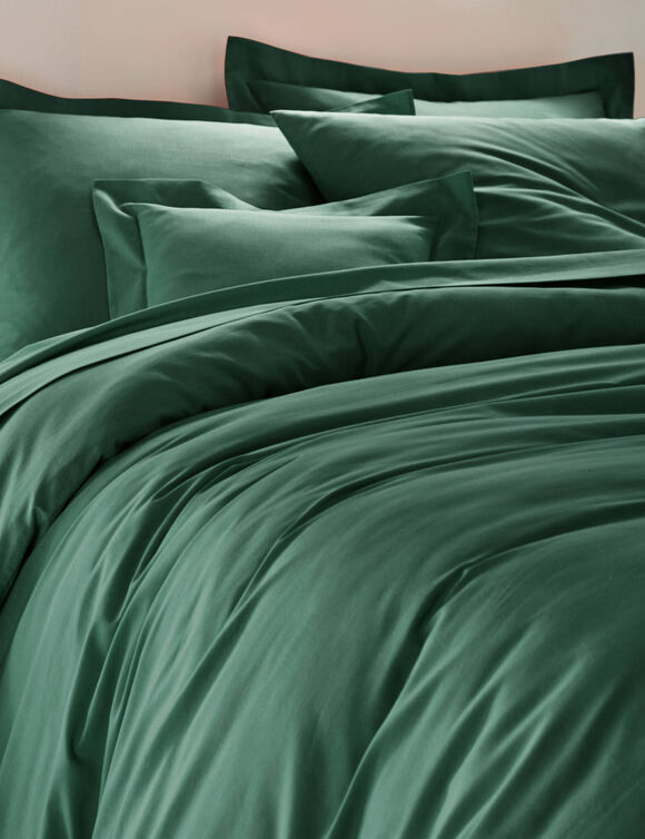 Linge de lit uni coton (vert sapin)