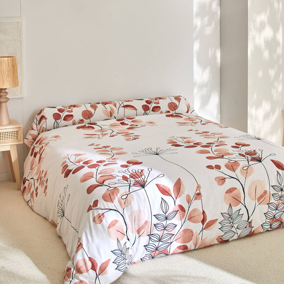 Linge de lit Danae en coton imprimé (terracotta)