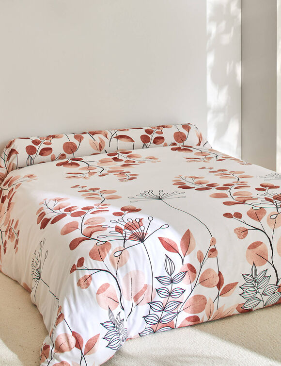 Linge de lit Danae en coton imprimé (terracotta)