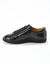Lage sneakers in soepel leer met kroko-effect en rits (zwart)