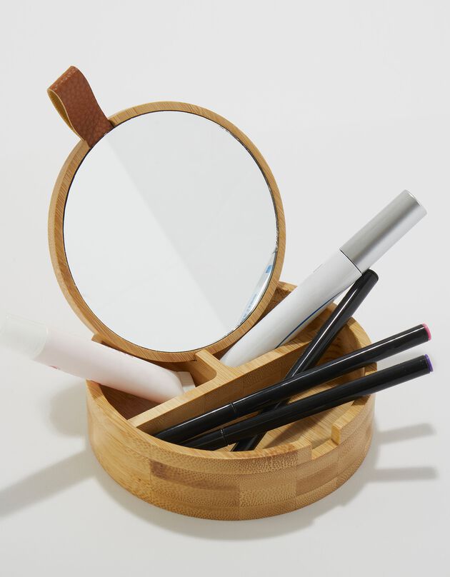 Opbergdoos met make-up spiegeltje (hout)