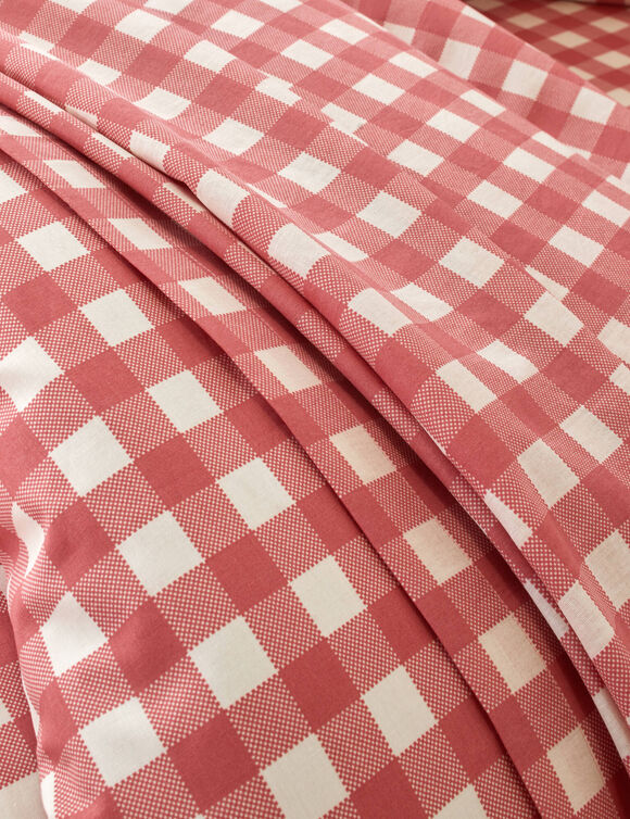 Linge de lit Lou imprim&eacute; carreaux - en coton (bois de rose)