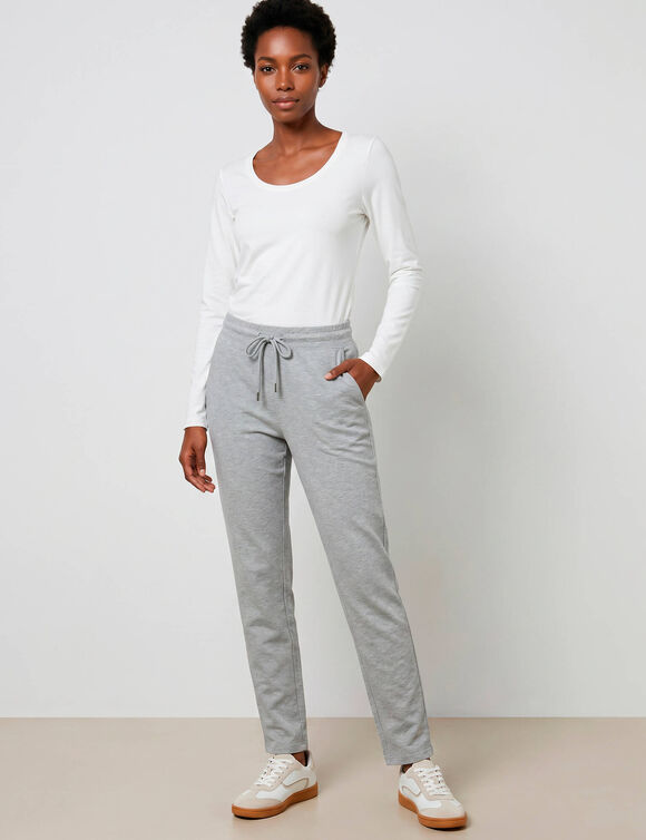 Pantalon jogpant ceinture &eacute;lastiqu&eacute;e molleton  (gris chin&eacute;)