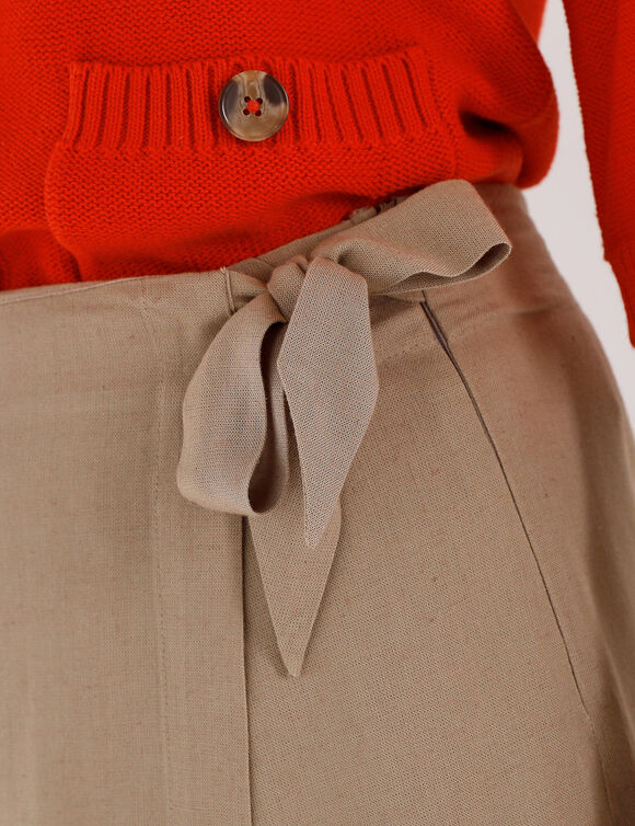 Jupe short en lin m&eacute;lang&eacute; (taupe)