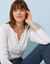 T-shirt met Tunesische hals en lange mouwen, effen (wit)