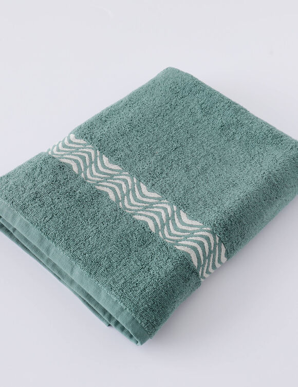 Collectie effen badhanddoeken 420 g/m&sup2;, met geborduurde sierrand (eucalyptus)