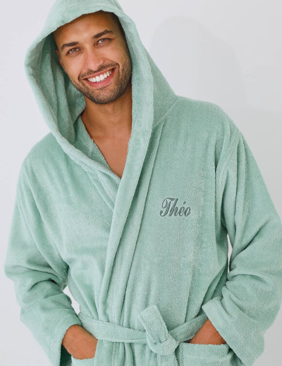 Peignoir mixte adulte col capuche &eacute;ponge bouclette (amande)