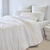 Linge de lit blanc brod&eacute; feuillage - coton 57 fils/cm&sup2; (blanc)