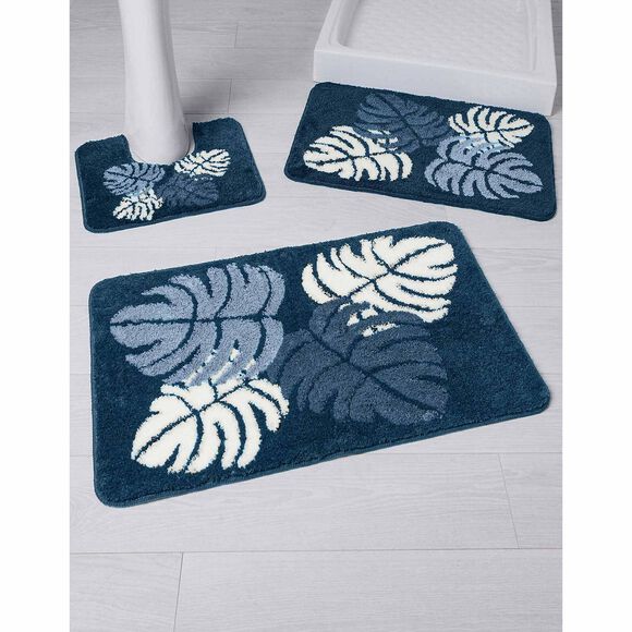 Tapis de bain motif jungle (bleu)