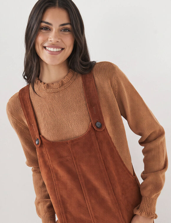 Robe chasuble &eacute;vas&eacute;e, velours c&ocirc;tel&eacute; (caramel)