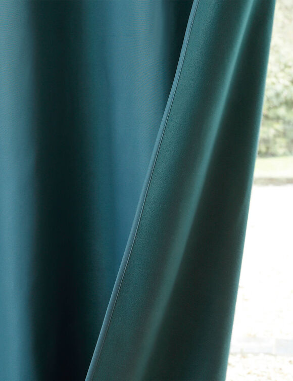 Rideau isolant uni envers polaire finition oeillets (bleu paon)