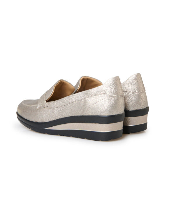 Sneakers in tweekleurig leer - zilverkleur/wit (goudbruin)