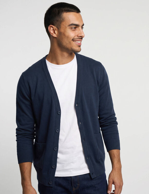 Gilet boutonn&eacute; manches longues (marine)