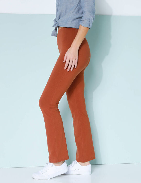 Legging bootcut uni, taille élastiquée (caramel foncé)