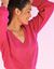 Vest in fantasietricot met ajour (roze)